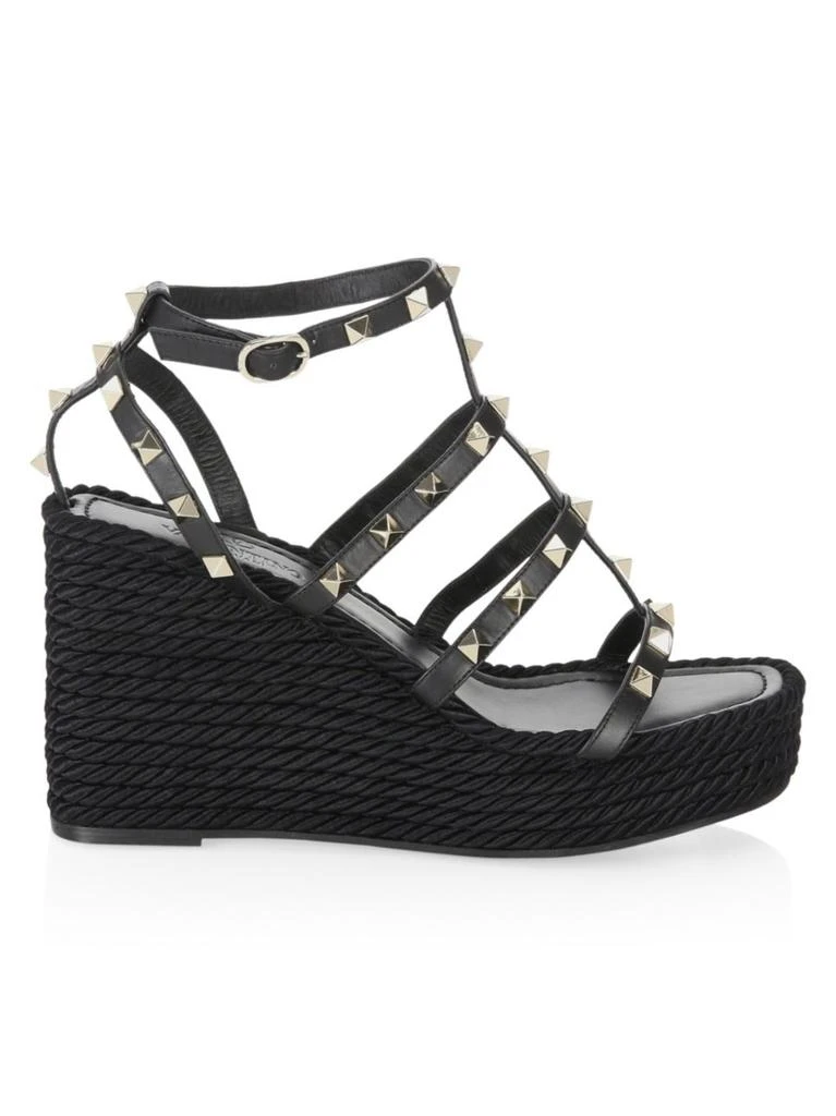 商品Valentino|Valentino Garavani Rockstud Leather Espadrille Wedge Sandals,价格¥5985,第1张图片