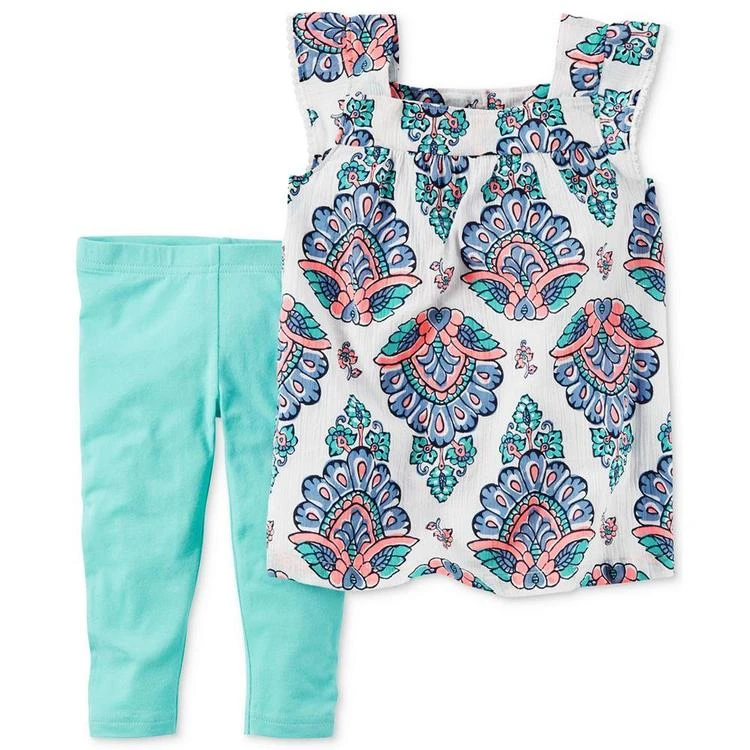 商品Carter's|2-Pc. Paisley-Print Top & Capri Leggings Set, Baby Girls (0-24 months),价格¥66,第1张图片