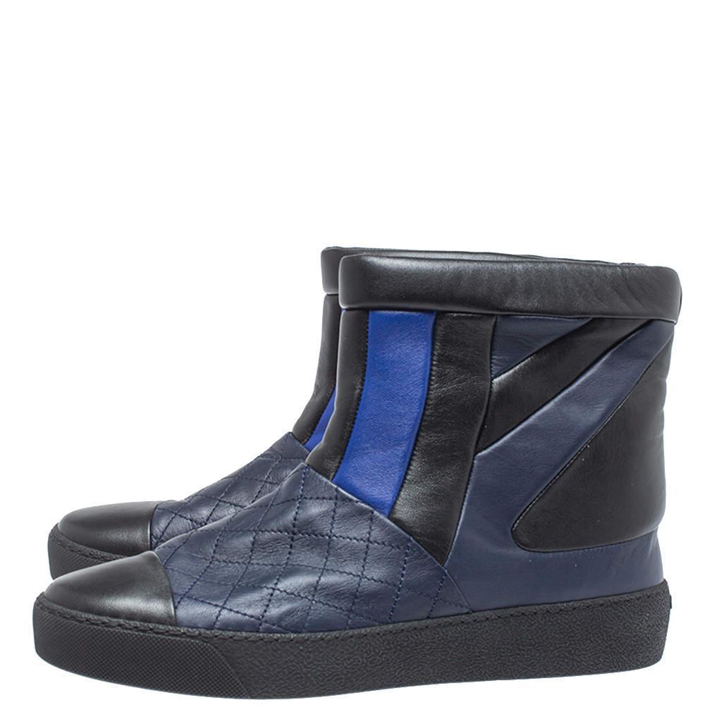 商品[二手商品] Chanel|Chanel Black/Blue Leather Snow Ankle Boots Size 40,价格¥3919,第6张图片详细描述