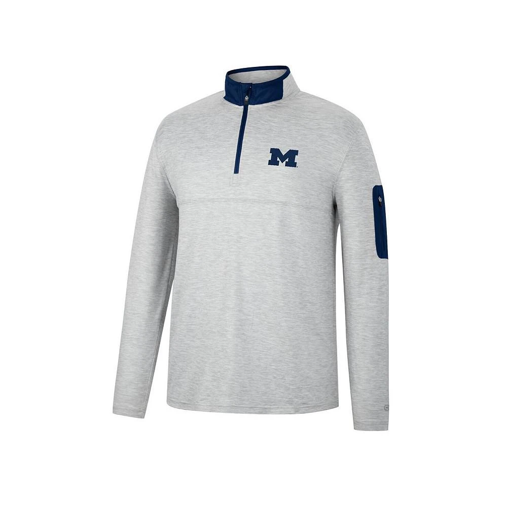 商品Colosseum|Men's Heathered Gray, Navy Michigan Wolverines Country Club Windshirt Quarter-Zip Jacket,价格¥278,第2张图片详细描述