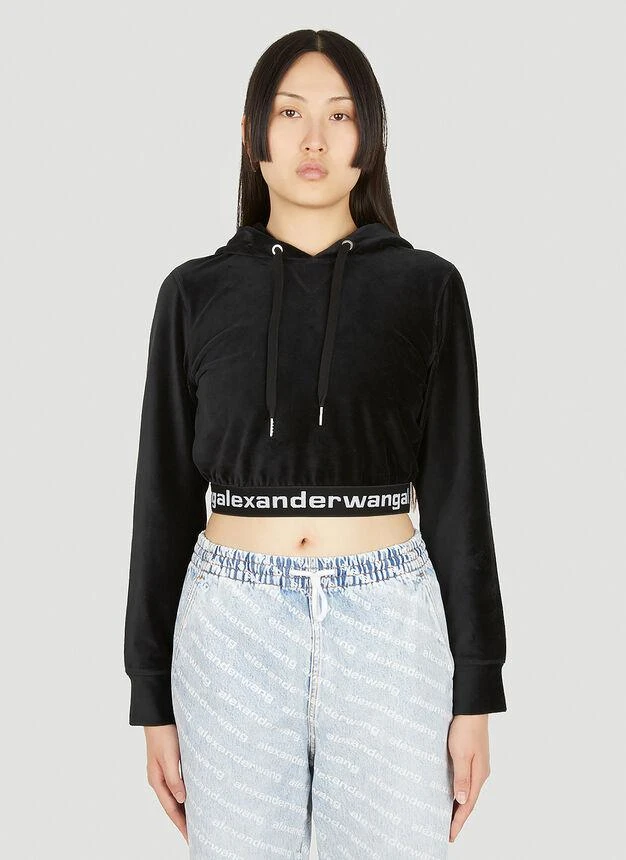 商品Alexander Wang|Corduroy Hooded Sweatshirt in Black,价格¥1630,第1张图片