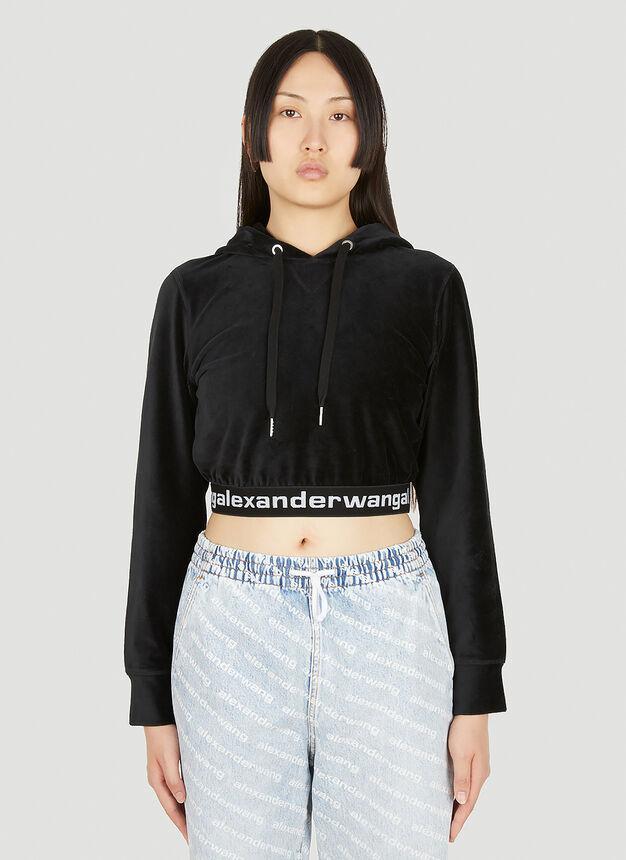 商品Alexander Wang|Corduroy Hooded Sweatshirt in Black,价格¥1973,第1张图片