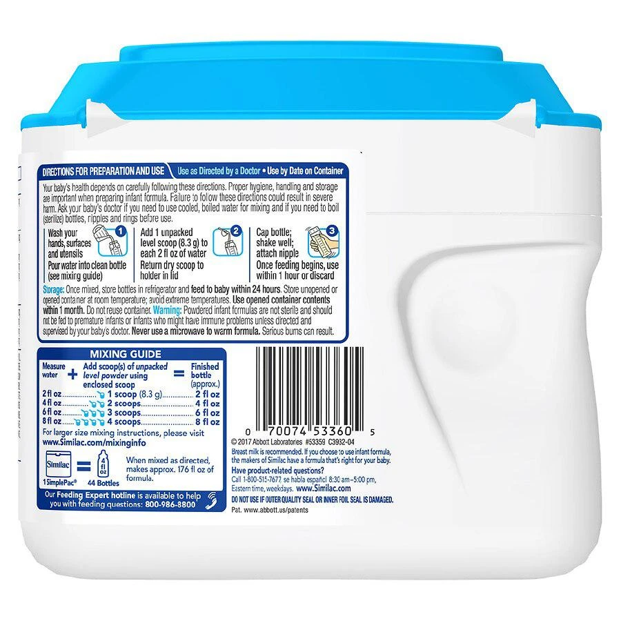 商品Similac|Similac Complete Nutrition 婴儿配方奶粉1段 658g,价格¥245,第5张图片详细描述