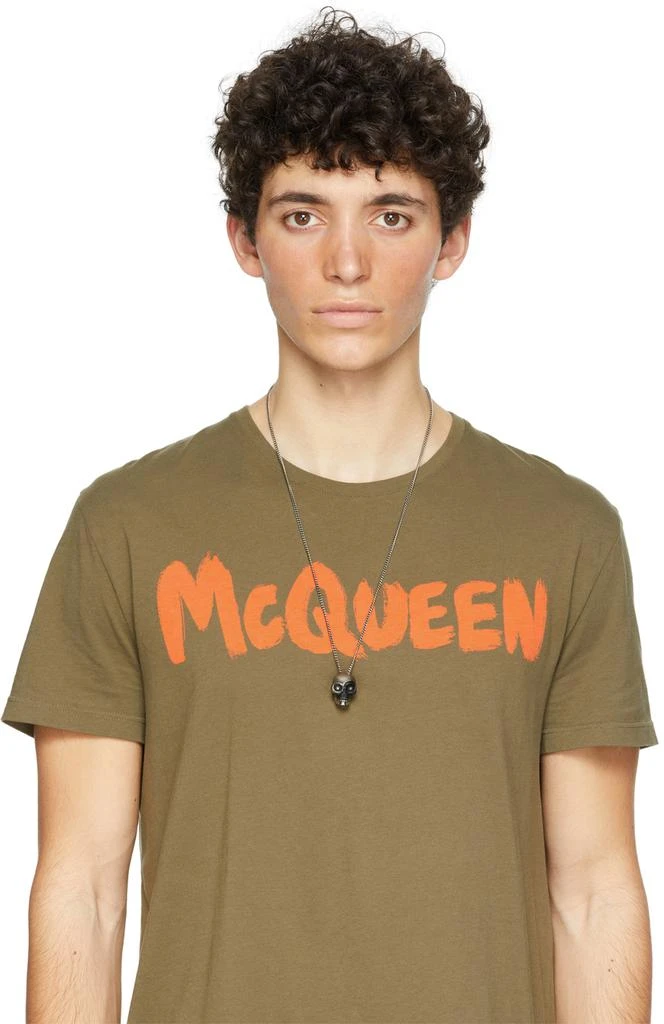 商品Alexander McQueen|Silver & Black Divided Skull Pendant Necklace,价格¥1323,第3张图片详细描述