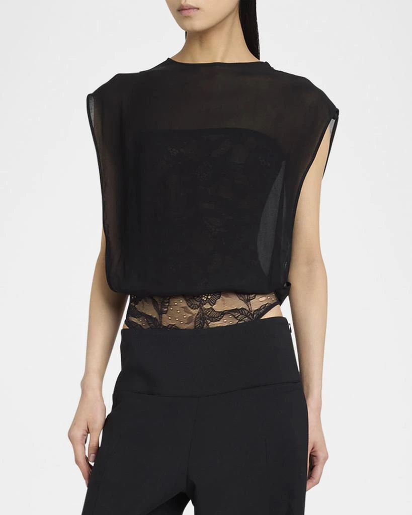 商品Alaia|Boxy Chiffon Lace Bodysuit,价格¥12377,第4张图片详细描述