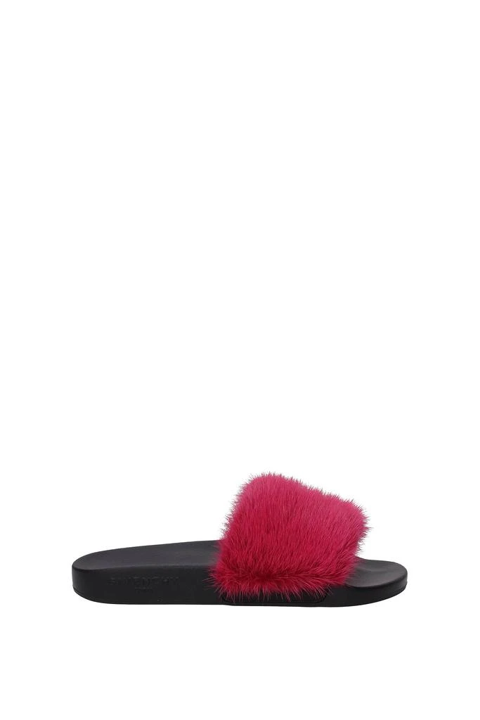 商品Givenchy|Slippers and clogs Fur Fuchsia,价格¥1955,第1张图片