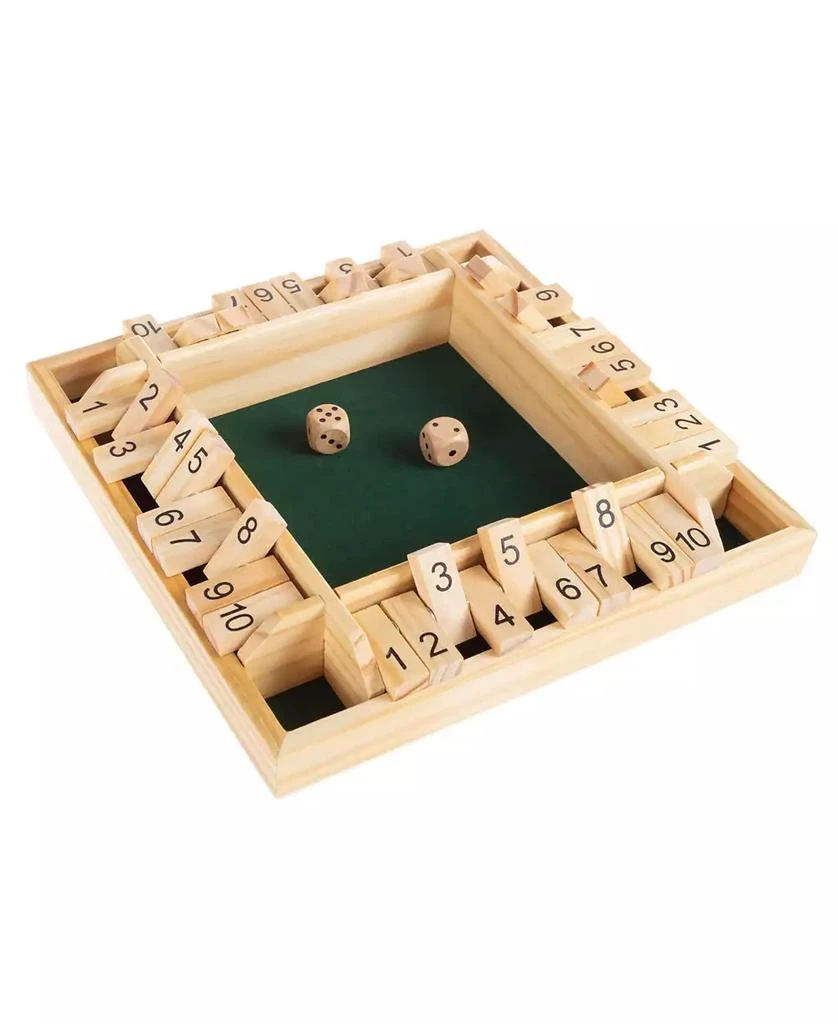 商品Trademark Global|Hey Play Shut The Box Game - Classic 10 Number Wooden Set With Dice Included-Old Fashioned, 4 Player Thinking Strategy Game For Adults And Children,价格¥201,第1张图片