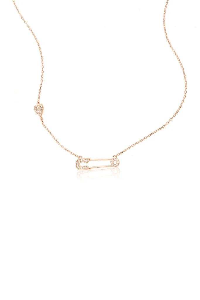 商品ADORNIA|14K Rose Gold Plated Safety Pin Heart Necklace,价格¥150,第1张图片