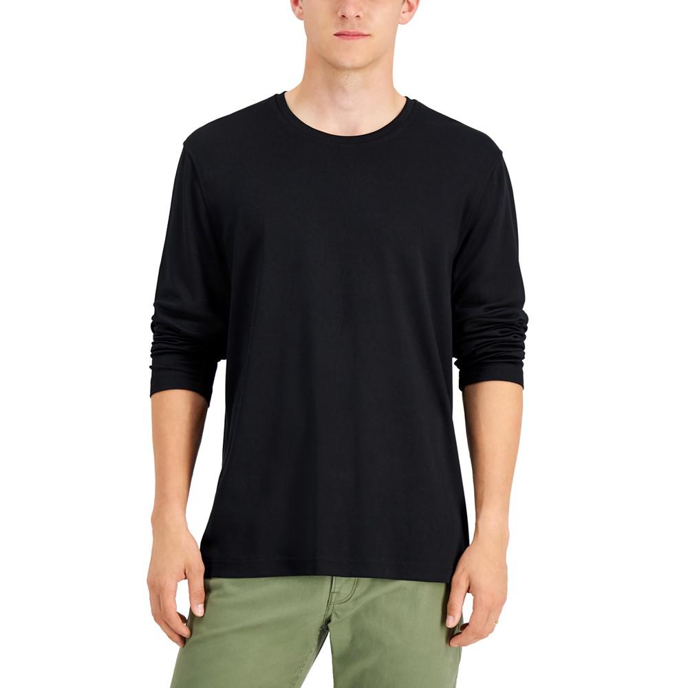 Men's Long Sleeve Supima Crewneck T-Shirt, Created for Macy's商品第1张图片规格展示