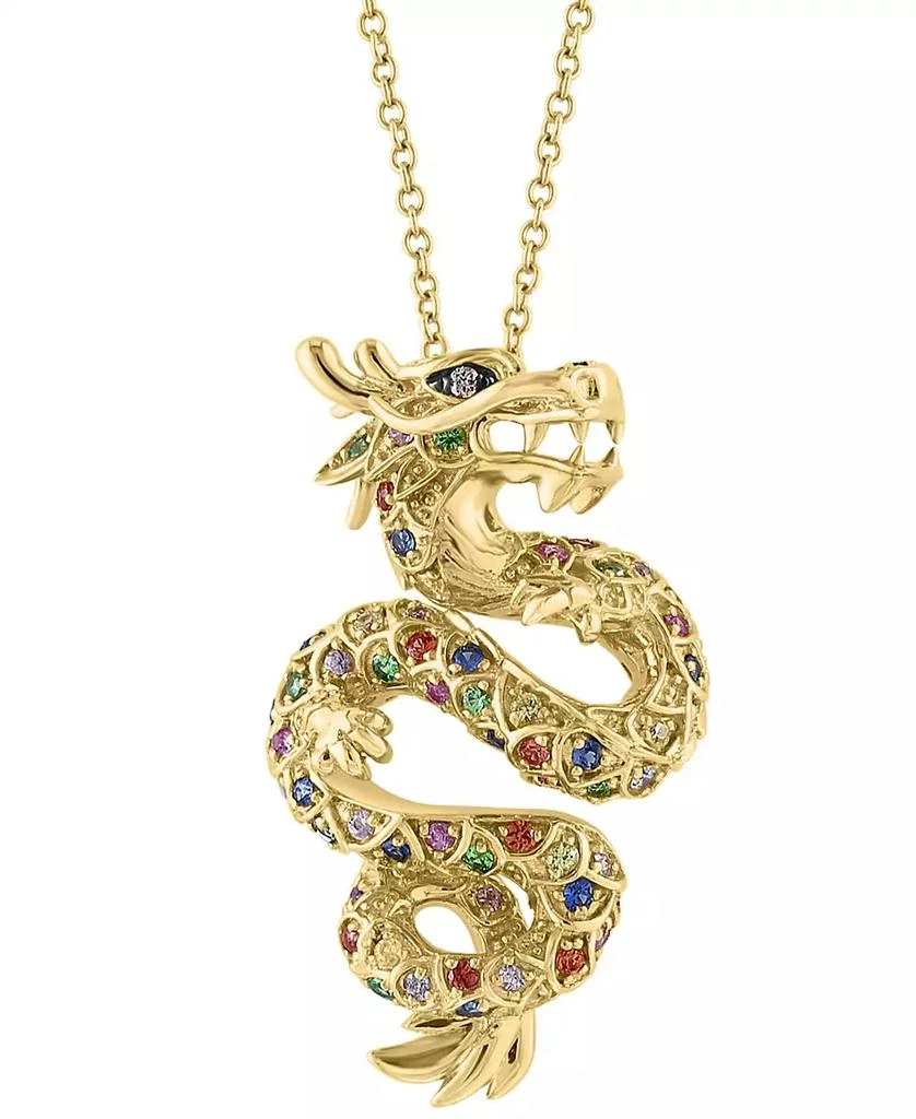 商品Effy|EFFY® Multi-Gemstone (5/8 ct. t.w.) & Diamond Accent Dragon 18" Pendant Necklace in 14k Gold,价格¥9550,第3张图片详细描述