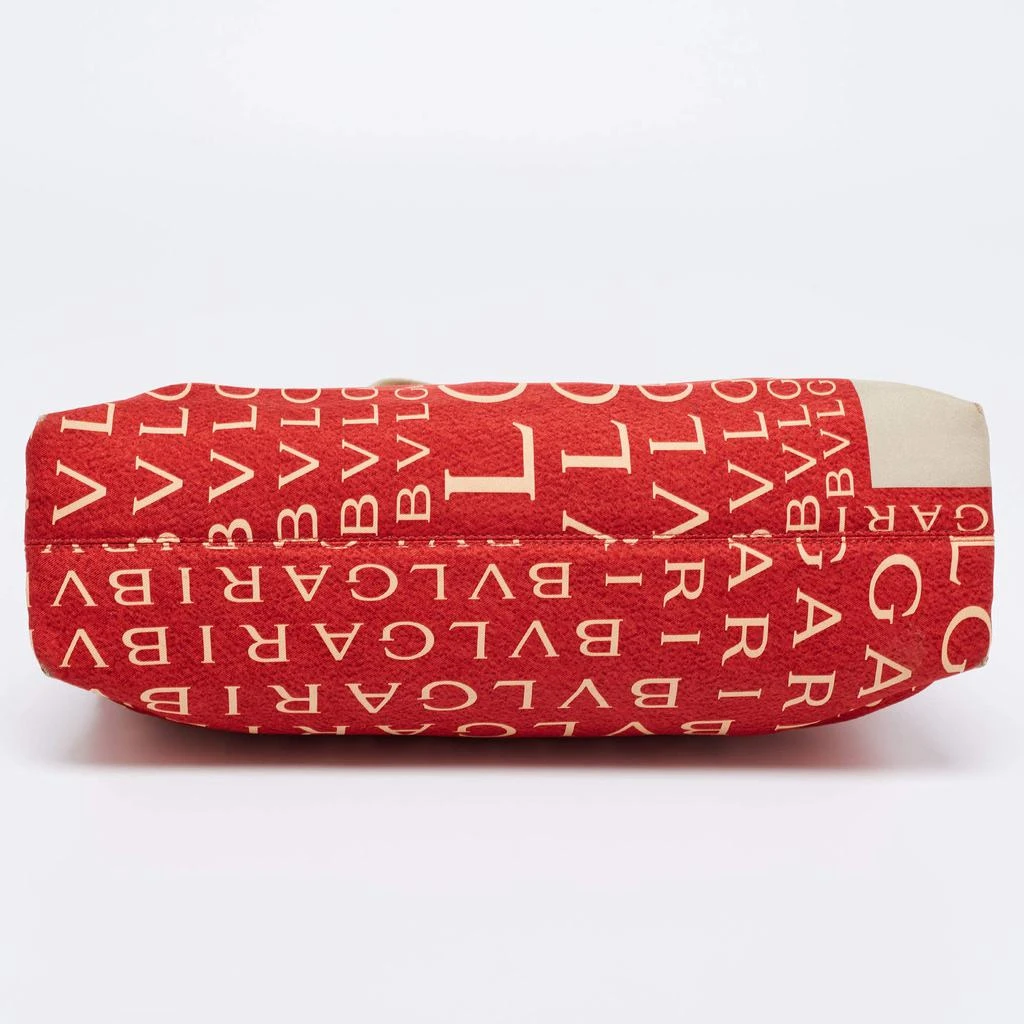 Bvlgari Red/Beige Logo Mania Fabric and Leather Baguette Bag 商品