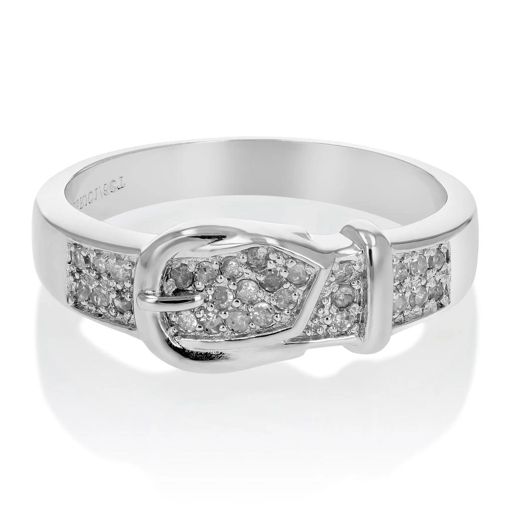 商品Vir Jewels|1/6 cttw Diamond Buckle Ring in .925 Sterling Silver with Rhodium Plating Round,价格¥920,第2张图片详细描述