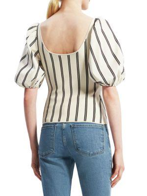 Striped Puff Sleeve Top商品第2张图片规格展示