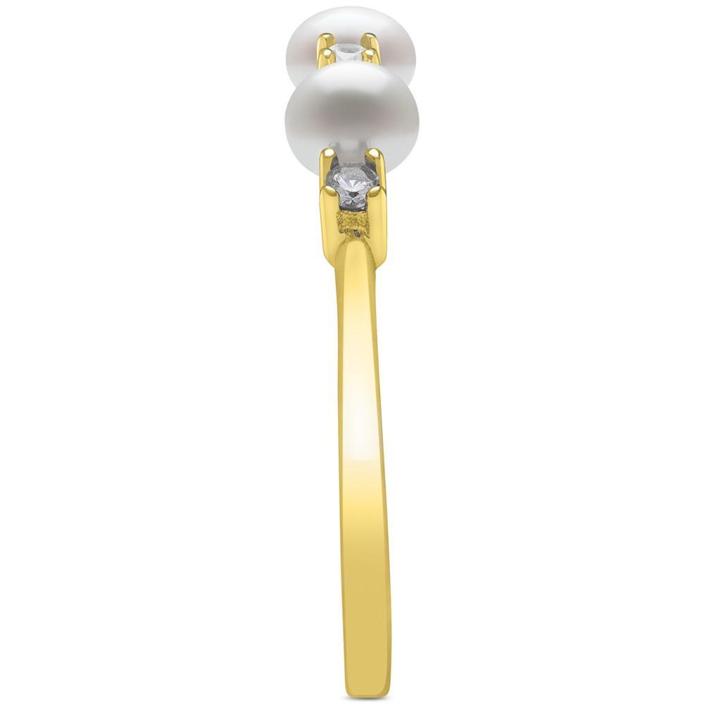 商品Belle de Mer|Cultured Freshwater Button Pearl (4mm) & Lab-Created White Sapphire (1/6 ct. t.w.) Ring in 14k Gold-Plated Sterling Silver,价格¥275,第6张图片详细描述
