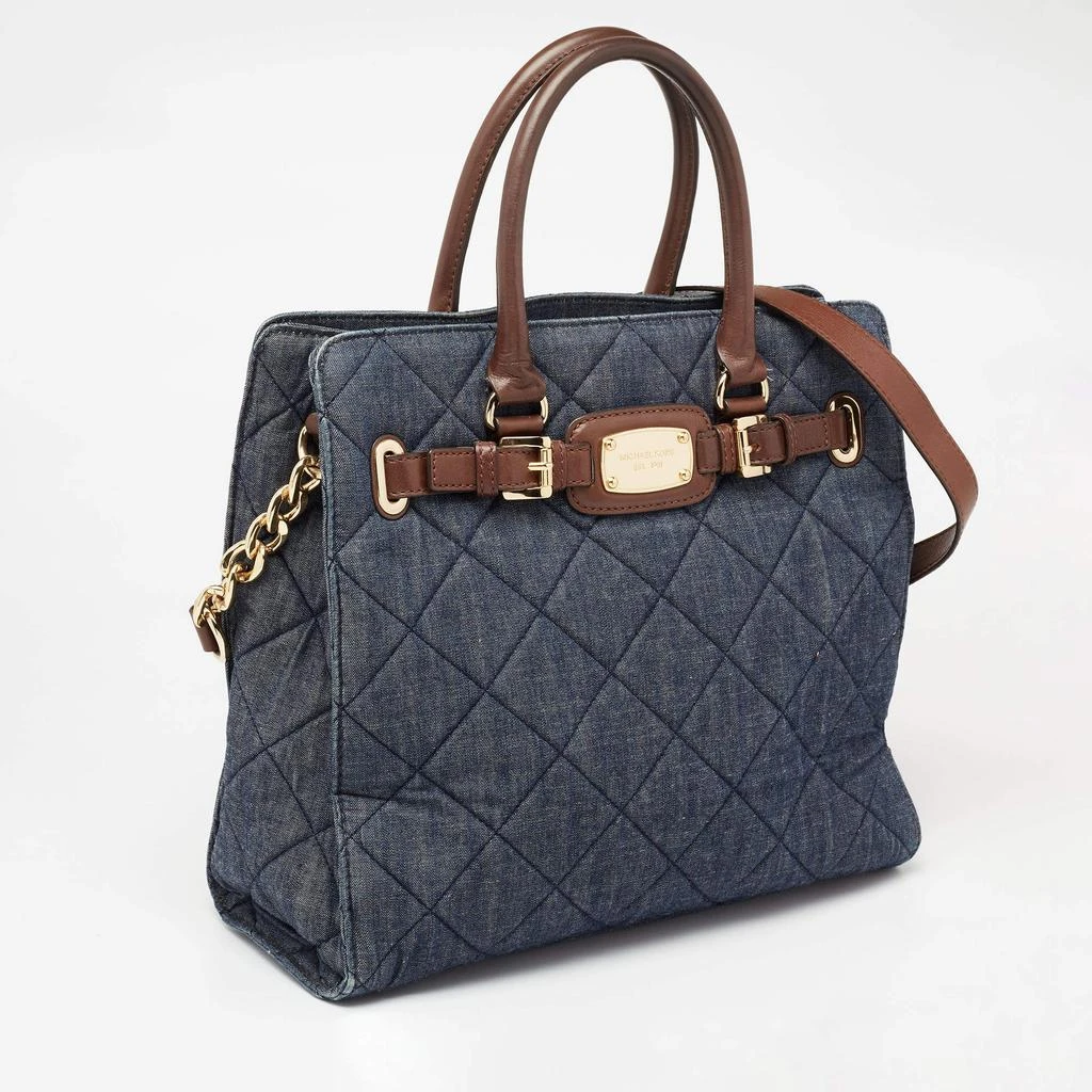 商品[二手商品] Michael Kors|MICHAEL Michael Kors Blue Quilted Denim Large Hamilton North South Tote,价格¥811,第3张图片详细描述