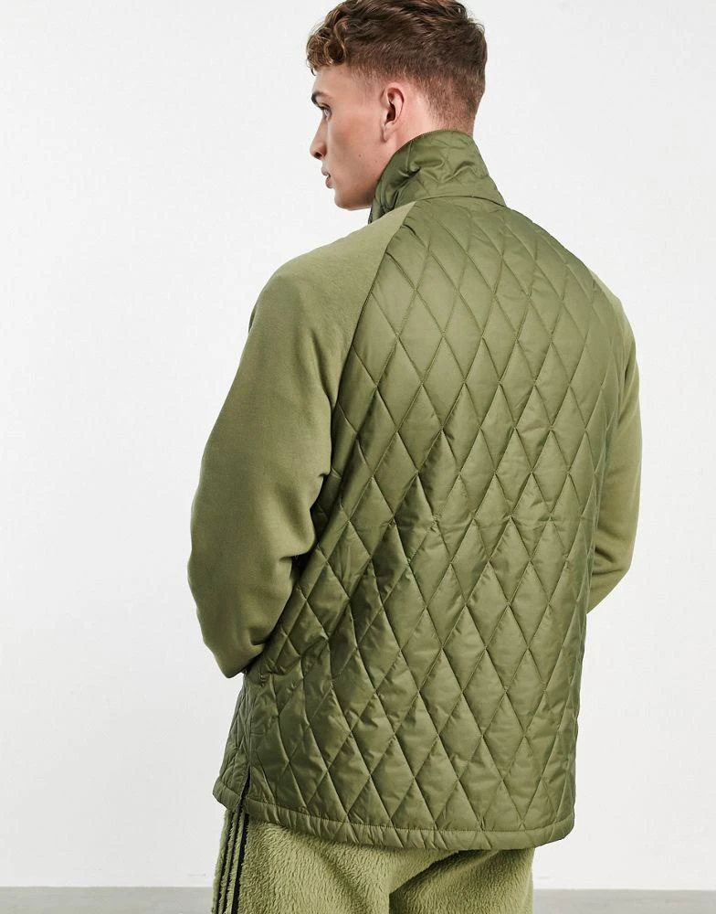 商品Adidas|adidas Originals adicolor quilted 1/4 zip jacket in khaki,价格¥310,第4张图片详细描述