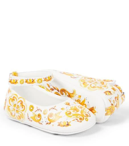 商品Dolce & Gabbana|婴幼儿 — 印花皮革芭蕾舞平底鞋,价格¥2335,第5张图片详细描述