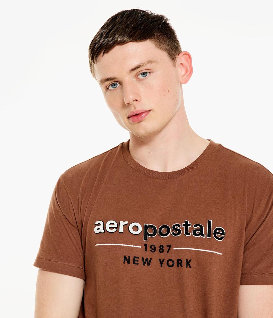 Aeropostale Men's 1987 Logo Appliquac Graphic Tee商品第5张图片规格展示