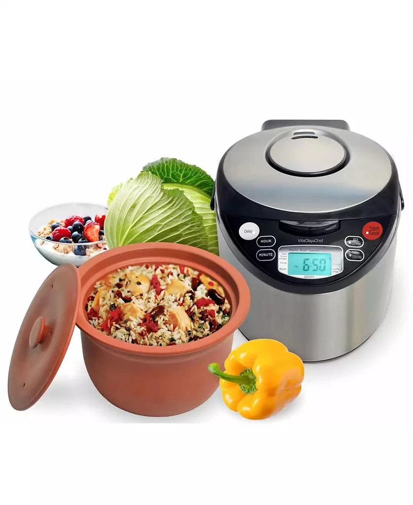 商品VitaClay|Smart Digital Express - A Rice Slow Cooker, A Digital Steamer and A Yogurt Maker, 4.2 QT,价格¥1768,第1张图片