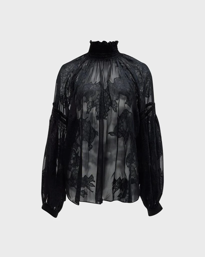 商品TWP|Baby Jane Silk Chiffon Lace Blouse,价格¥2298,第2张图片详细描述