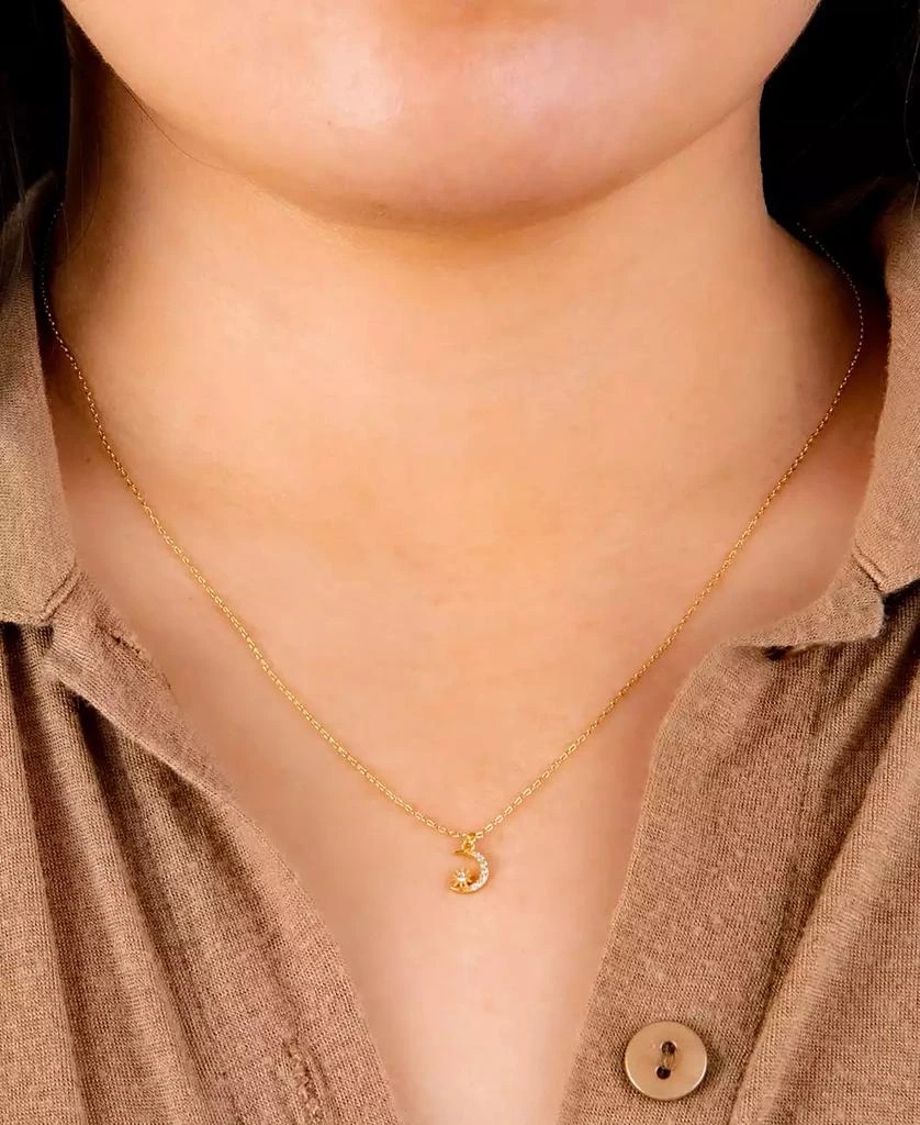 商品Giani Bernini|Cubic Zirconia Moon & Star Pendant Necklace in Gold-Plated Sterling Silver, 16" + 2" extender, Created for Macy's,价格¥409,第2张图片详细描述