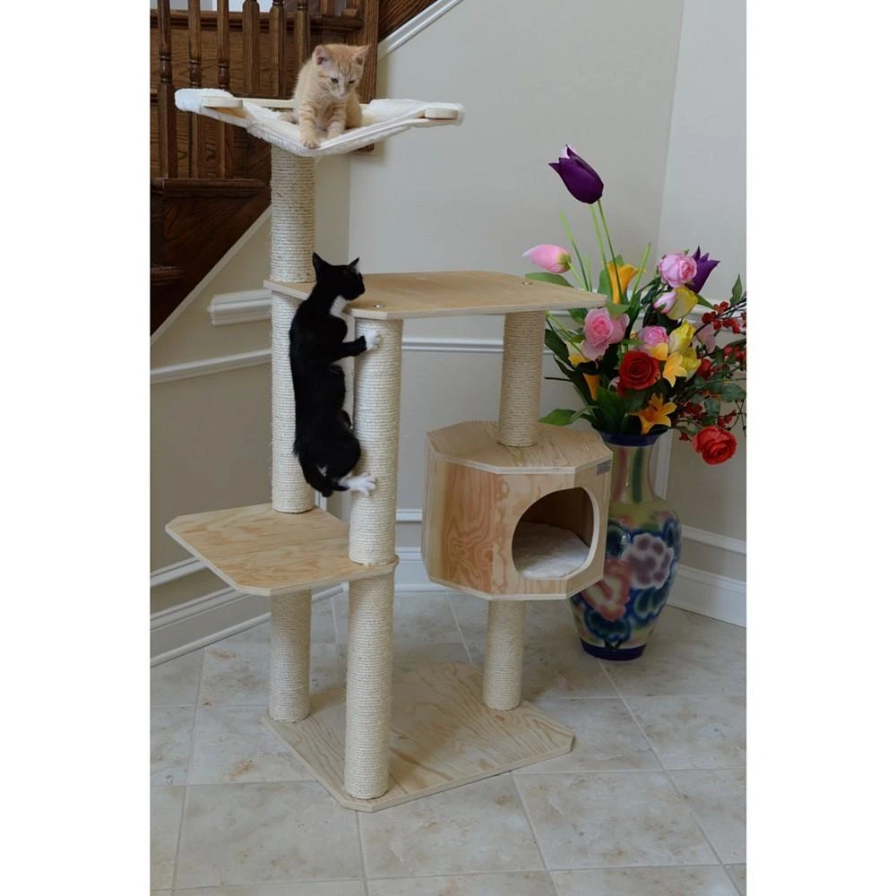商品Macy's|54" Real Wood Premium Scots Pine, 3-Level Cat Tree With Perch & Condo,价格¥2140,第5张图片详细描述