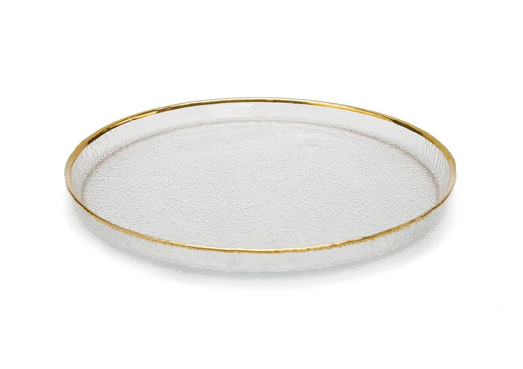 商品Classic Touch Decor|Set of 4 Pebbled Glass Salad Plates Raised Rim with Gold Border,价格¥725,第1张图片