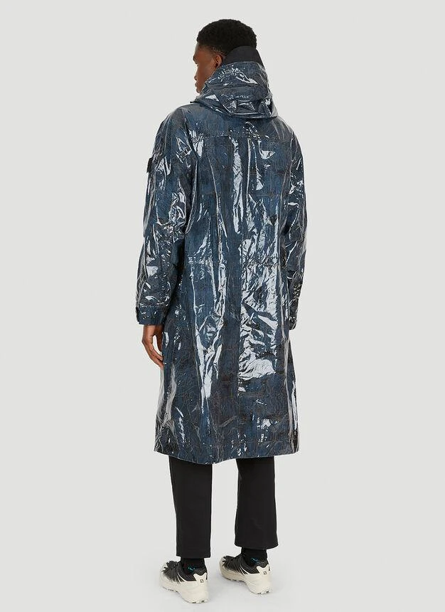 商品Stone Island|High Shine Hooded Coat in Blue,价格¥4593,第4张图片详细描述