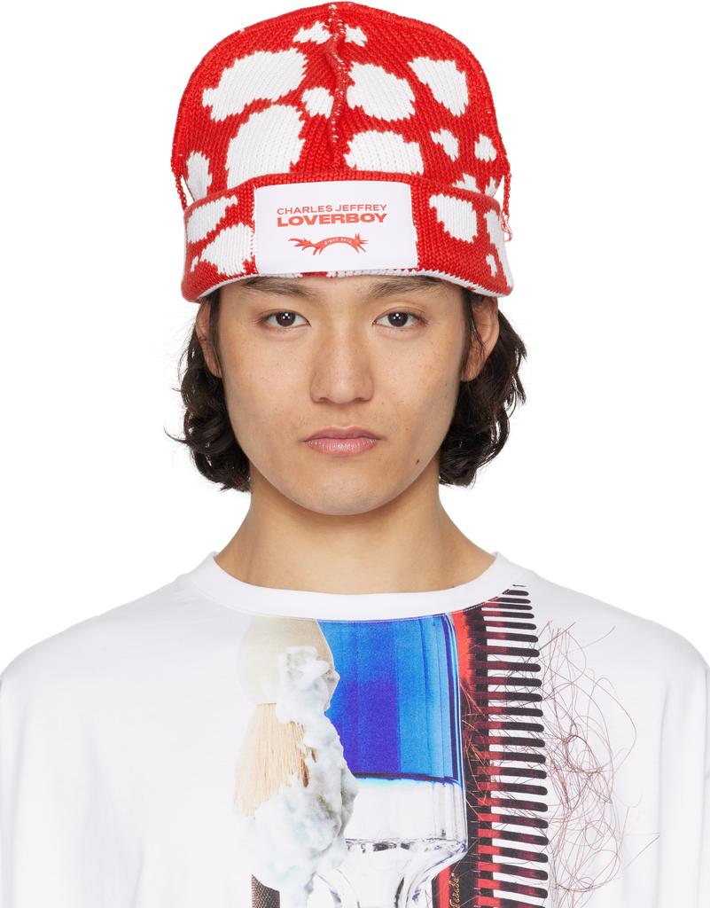 Charles Jeffrey LOVERBOY キャスケット Charles Jeffrey Loverboy Red & White Loverboy Beanie - Hats