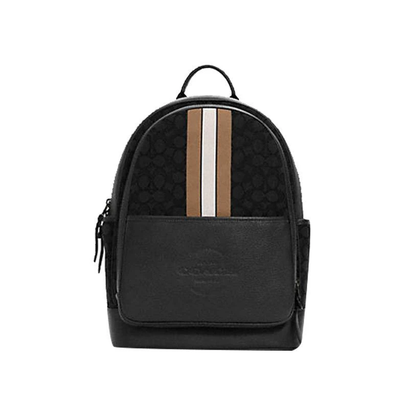 商品Coach|COACH蔻驰 男士Thompson系列 黑色logo拼条纹双肩背包C5389,价格¥3443,第1张图片