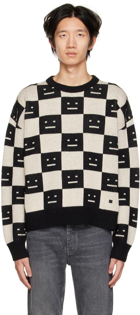 Black & Off-White Check Sweater商品第1张图片规格展示