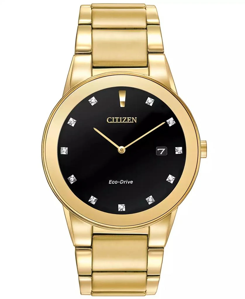 商品Citizen|Men's Eco-Drive Axiom Diamond Accent Gold-Tone Stainless Steel Bracelet Watch 40mm AU1062-56G,价格¥3565,第1张图片