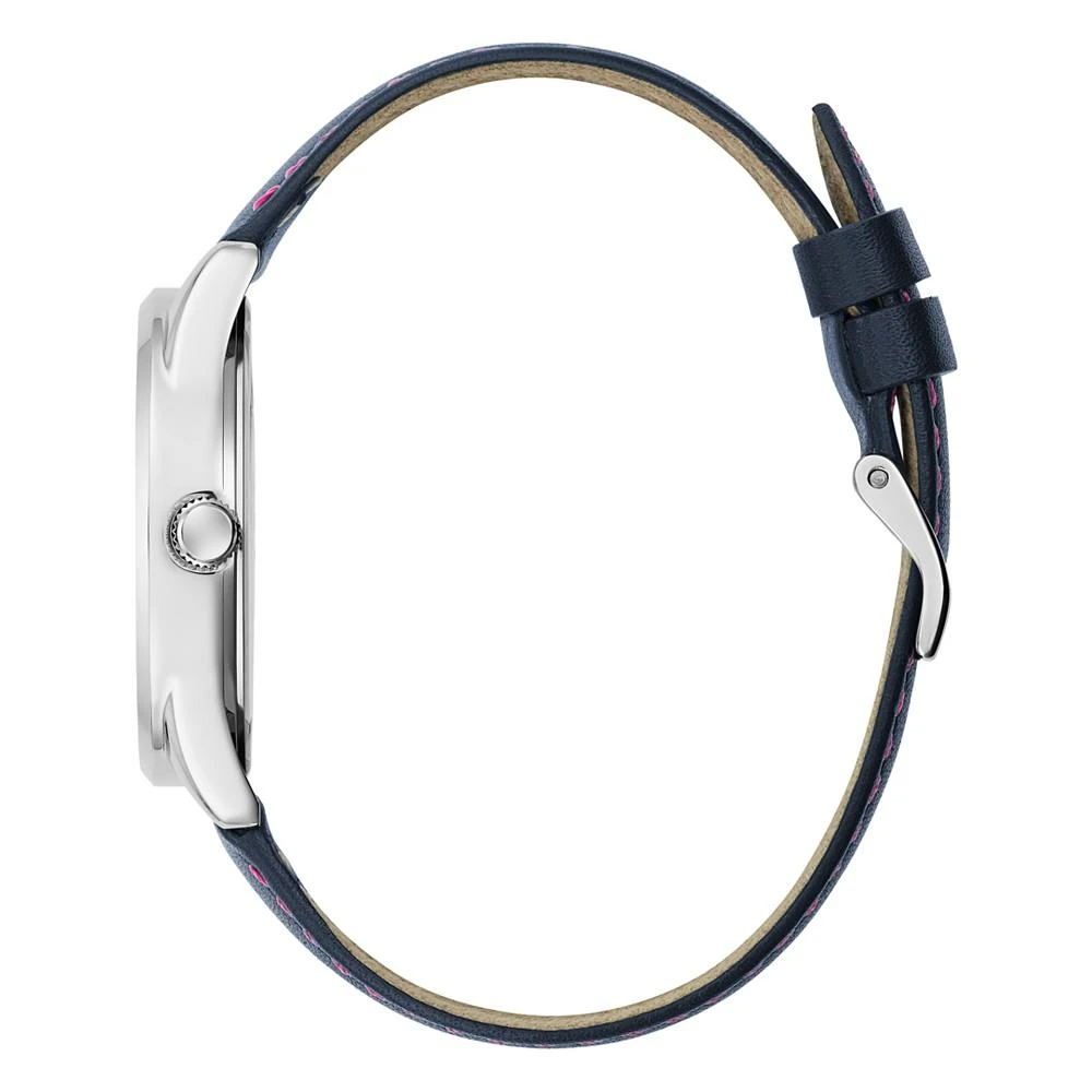 商品GUESS|Women's Quartz Navy Leather Logo Strap Watch 36mm,价格¥564,第2张图片详细描述