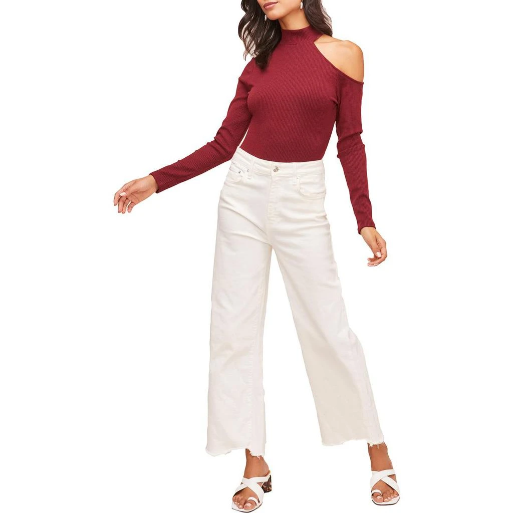 ASTR The Label Women's Ribbed Knit Cold Shoulder Long Sleeve Mock Neck Bodysuit 商品