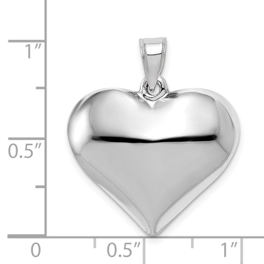 商品Diamond2Deal|14k White Gold Polished 3D Puffed Heart Pendant,价格¥2641,第3张图片详细描述