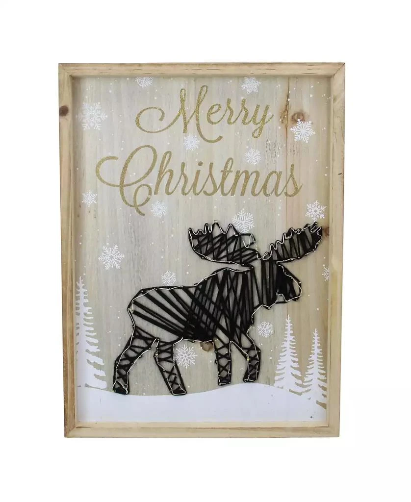 商品Northlight|Wooden Moose with Snowflakes and Trees Lighted Christmas Box,价格¥337,第1张图片