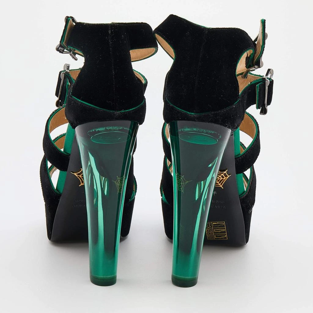 商品[二手商品] Charlotte Olympia|Charlotte Olympia Black Velvet Hortencia Strappy Platform Sandals Size 39,价格¥1207,第5张图片详细描述