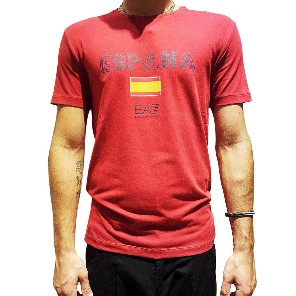 商品[国内直发] Emporio Armani|EMPORIO ARMANI 男士红色棉质短袖T恤 273533-4P206-00173,价格¥451,第1张图片