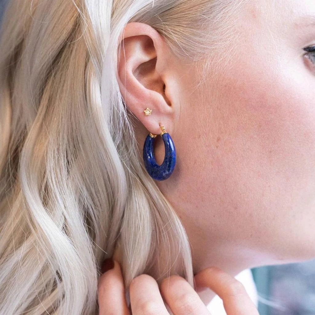 商品Ross-Simons|Ross-Simons Jade Hoop Earrings With 14kt Yellow Gold,价格¥2374,第5张图片详细描述