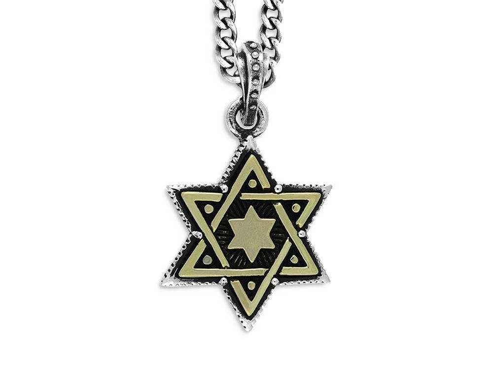 商品King Baby|Large Alloy Star of David in Silver Frame Pendant Necklace, 24",价格¥4160,第1张图片