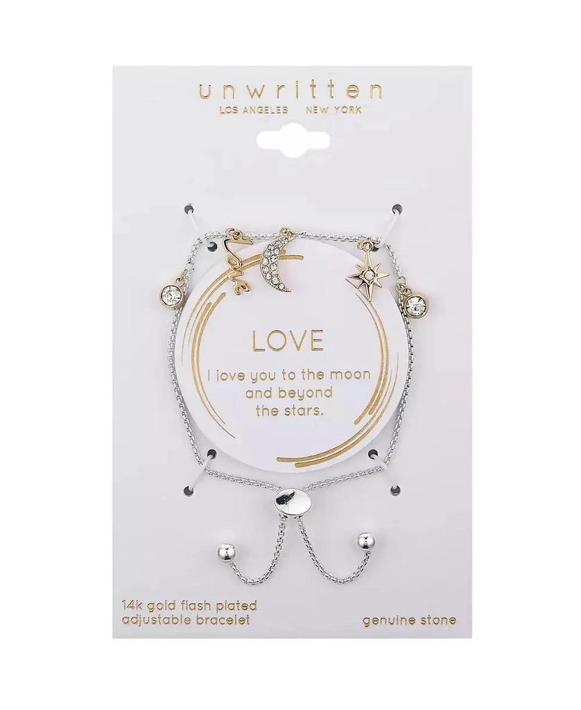 商品Unwritten|Crystal Moon and Star 14K Gold Flash Plated and Bracelet,价格¥85,第2张图片详细描述