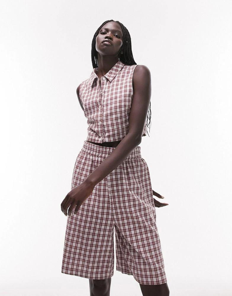 商品Topshop|Topshop check collared tank & ll short pyjamas in neutral,价格¥186,第1张图片