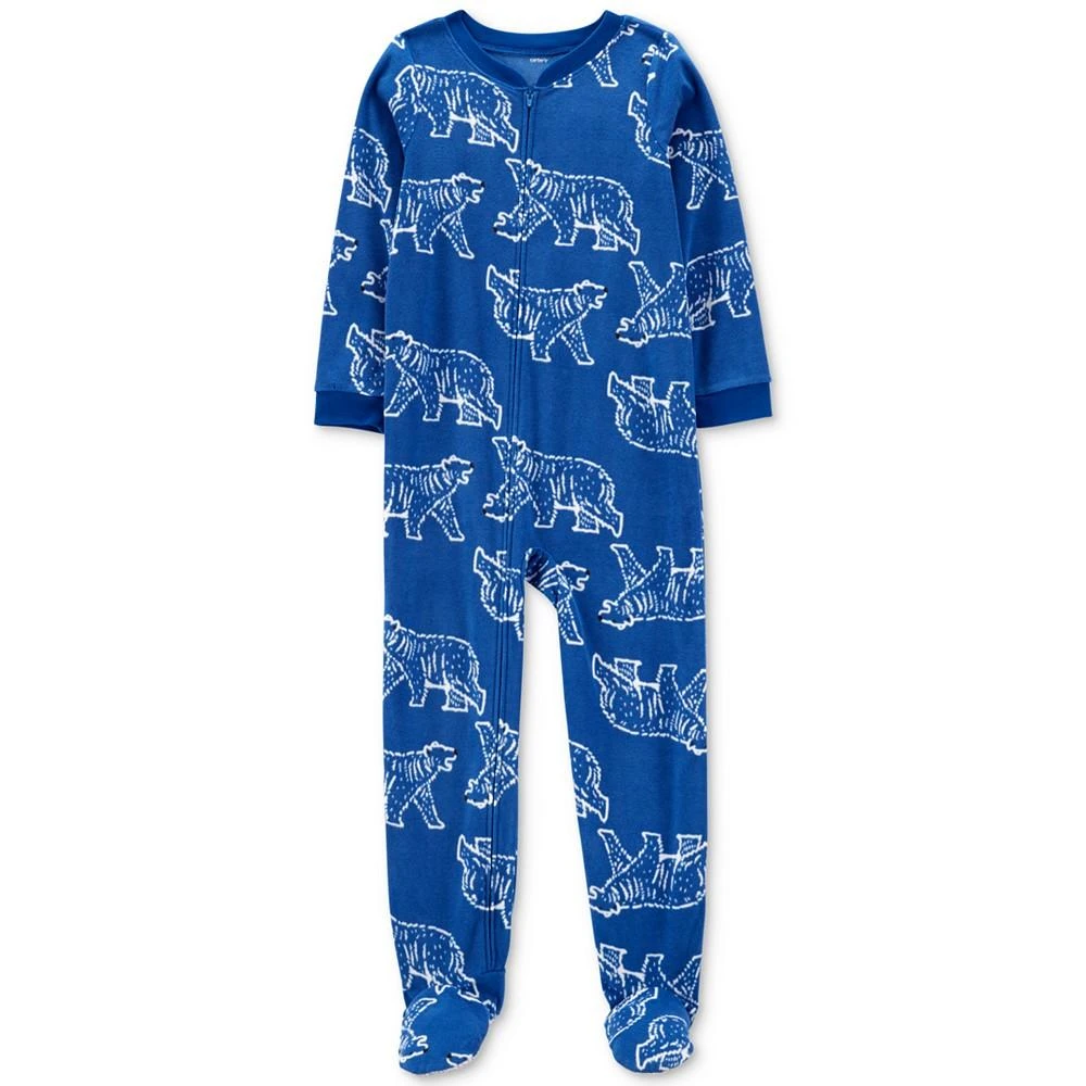 商品Carter's|Big Kids Bear-Print Fleece One-Piece Footed Pajamas,价格¥110,第1张图片