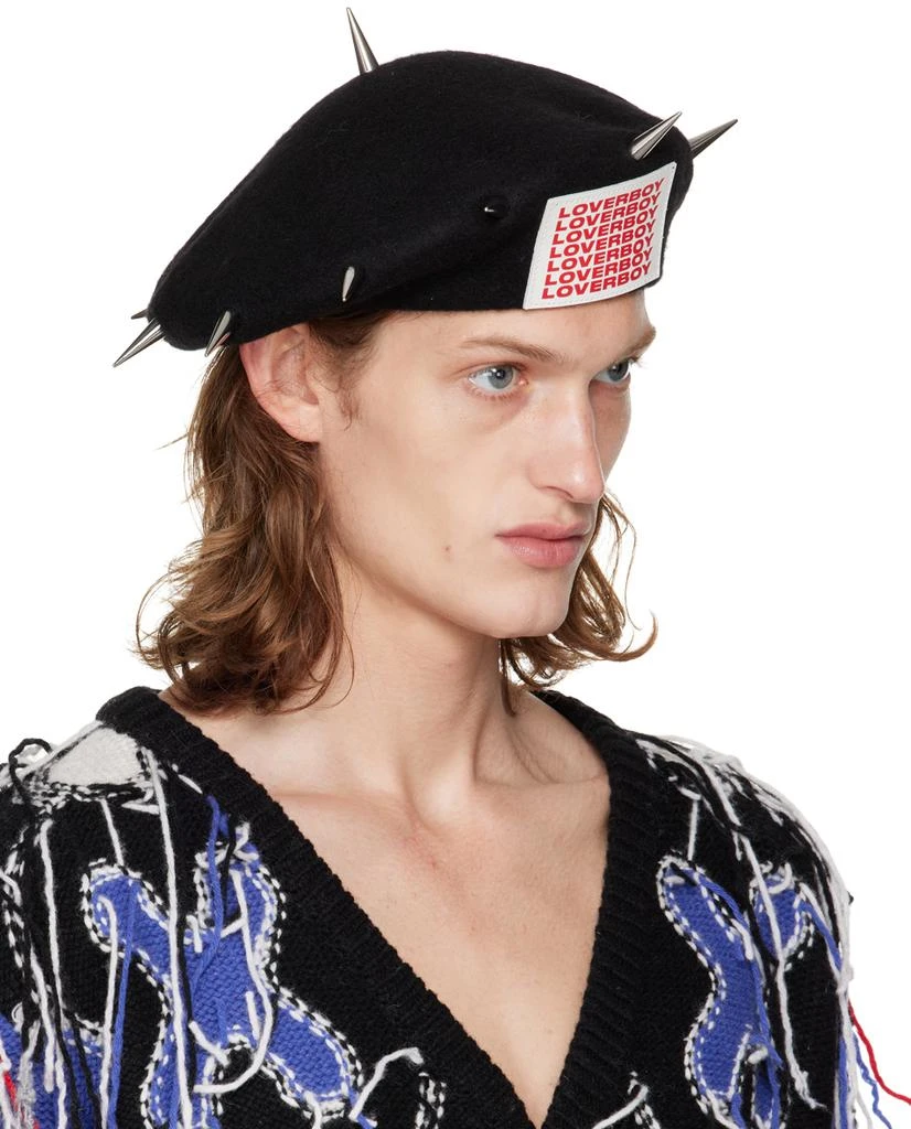 商品Charles Jeffrey Loverboy|SSENSE Exclusive Black Studded Patch Beret,价格¥1458,第2张图片详细描述