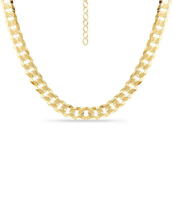 商品AQUA|Cuban Curb Link Collar Necklace in 18K Gold Plated Sterling Silver, 16"-18" - Exclusive,价格¥900,第3张图片详细描述