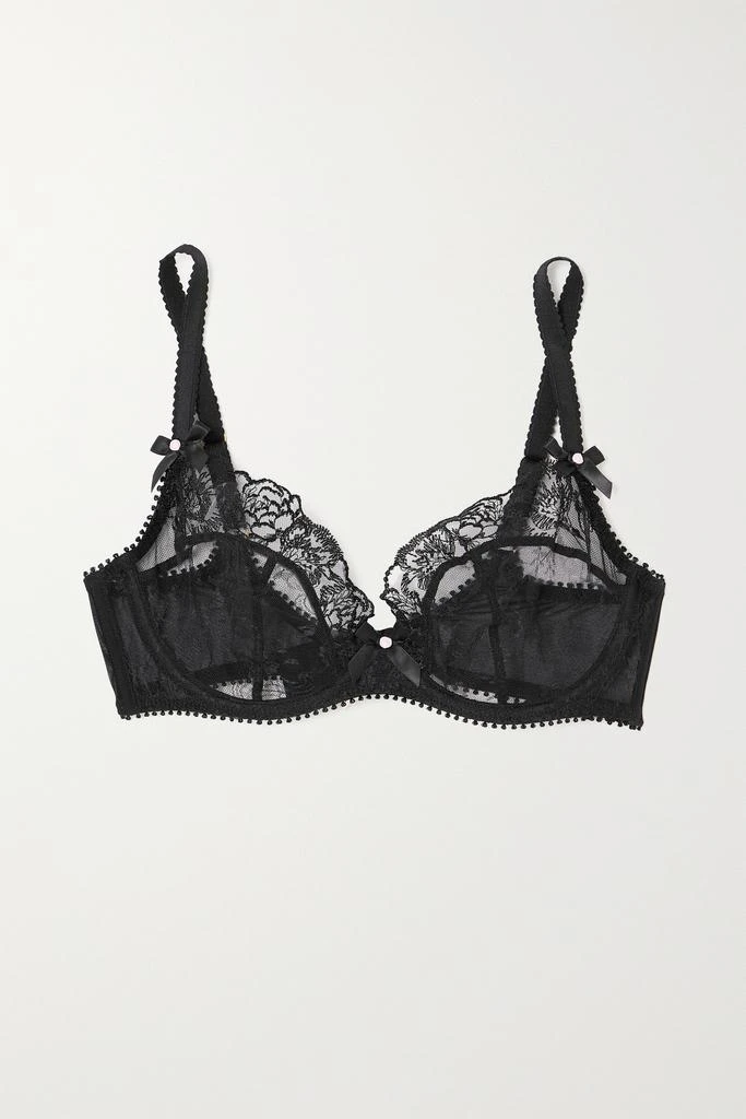 商品L'Agent by Agent Provocateur|Edwina 缎布边饰刺绣蕾丝带钢圈深 V 型文胸  - 32B,价格¥632,第1张图片