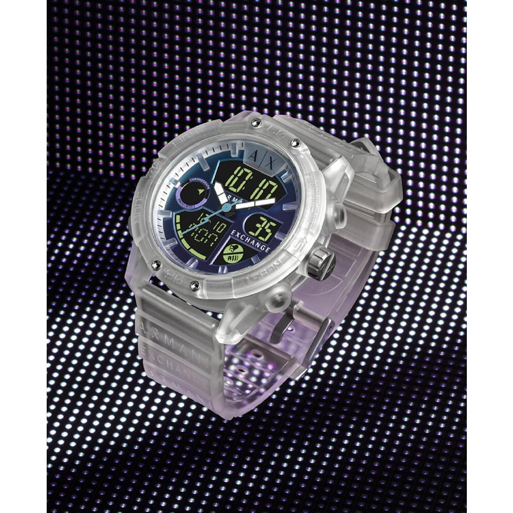 Men's Analog-Digital Clear Silicone Strap Watch商品第5张图片规格展示