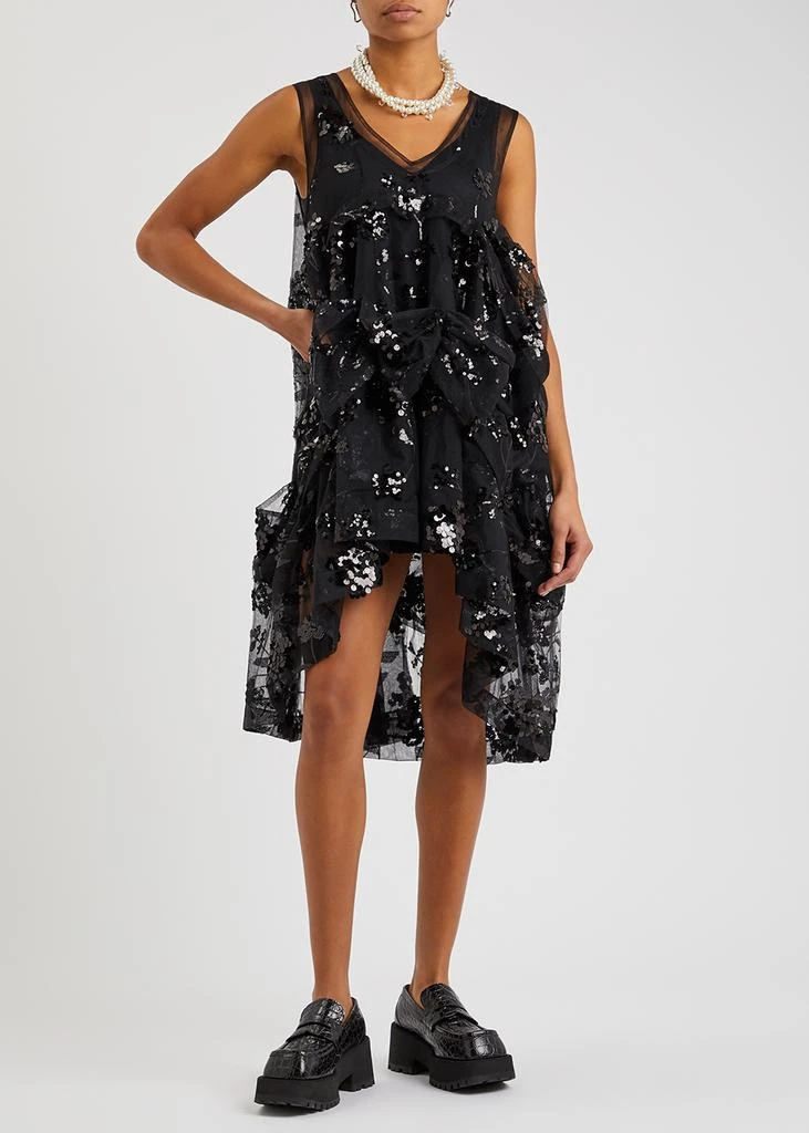 商品Simone Rocha|Black sequin-embellished gathered dress,价格¥7065,第4张图片详细描述