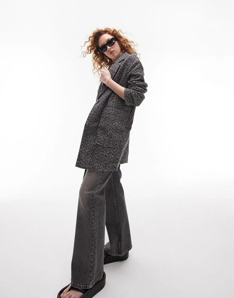 商品Topshop|Topshop textured short coat in grey,价格¥379,第1张图片