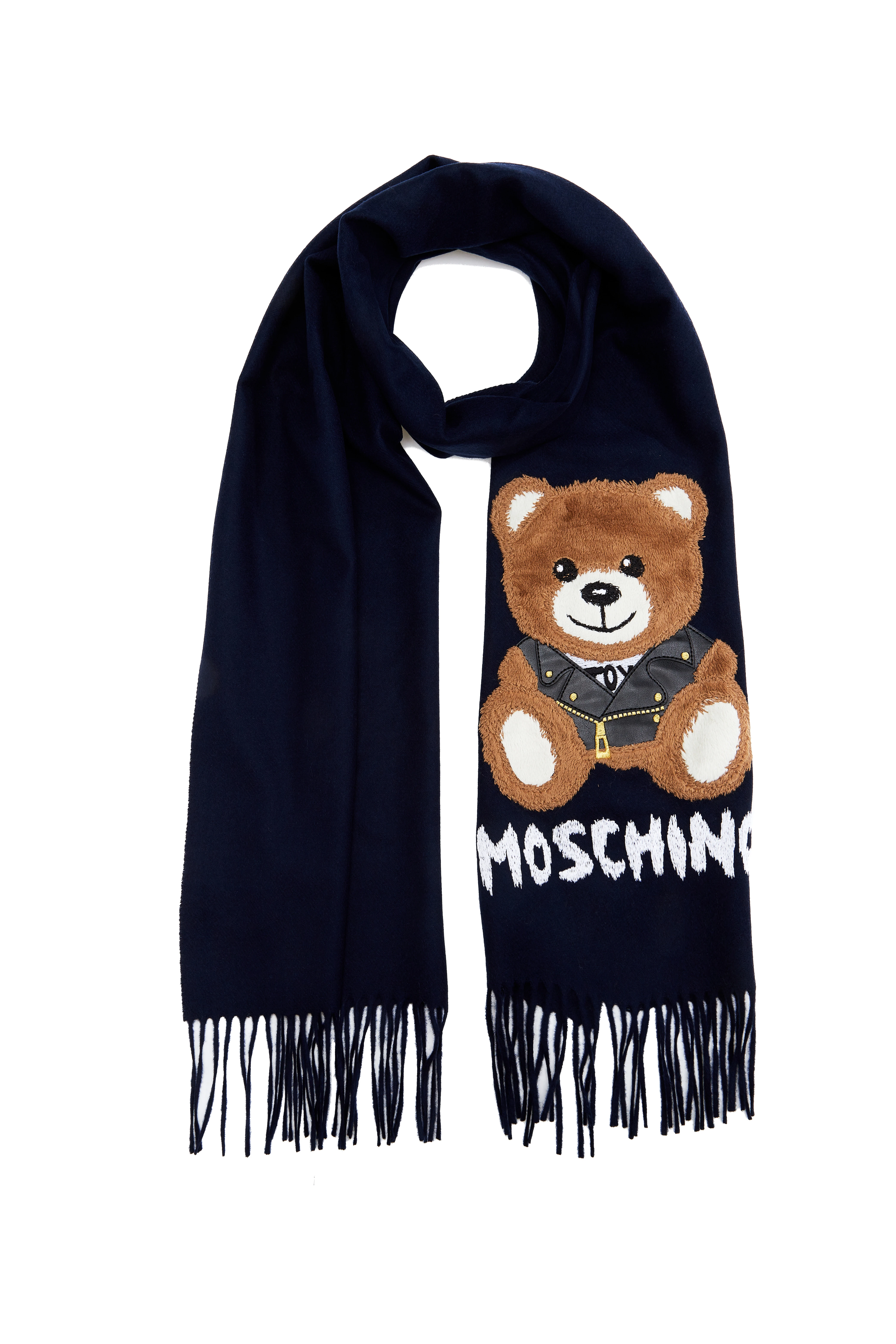MOSCHINO围巾新款莫斯奇诺女士绒边泰迪熊logo款羊毛围巾纯色围巾礼物送女友生日节日礼物30033M2781 商品